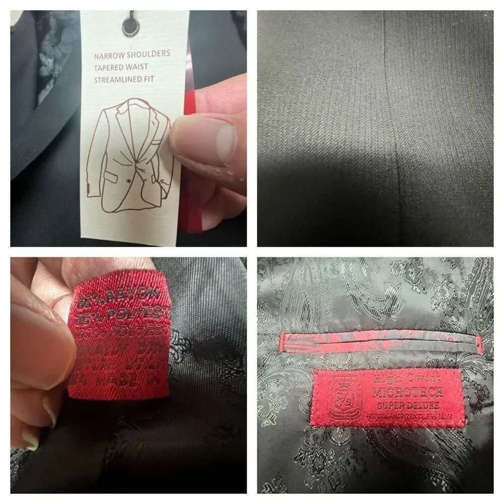 Adolfo Mens Slim  Fit * Black * Blazer Sz 44 NWT